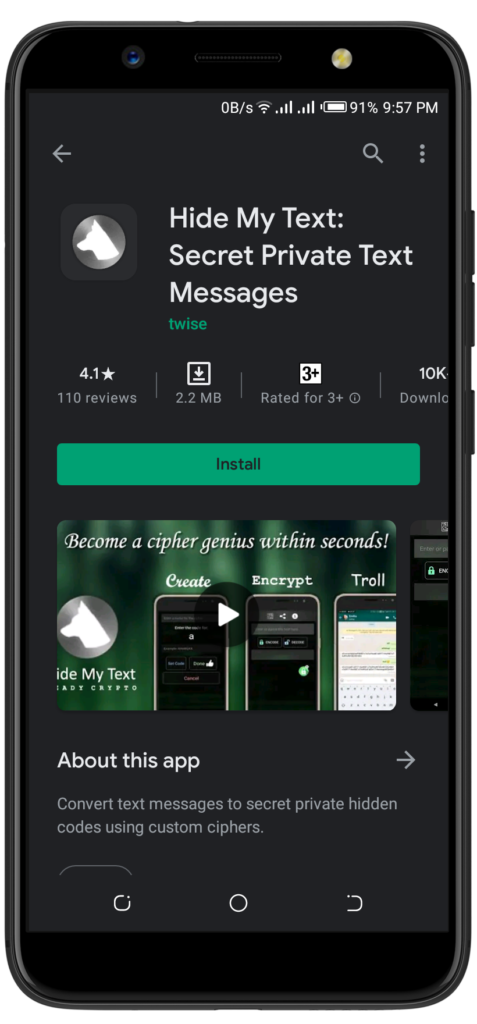 App android text secret Secret Messaging